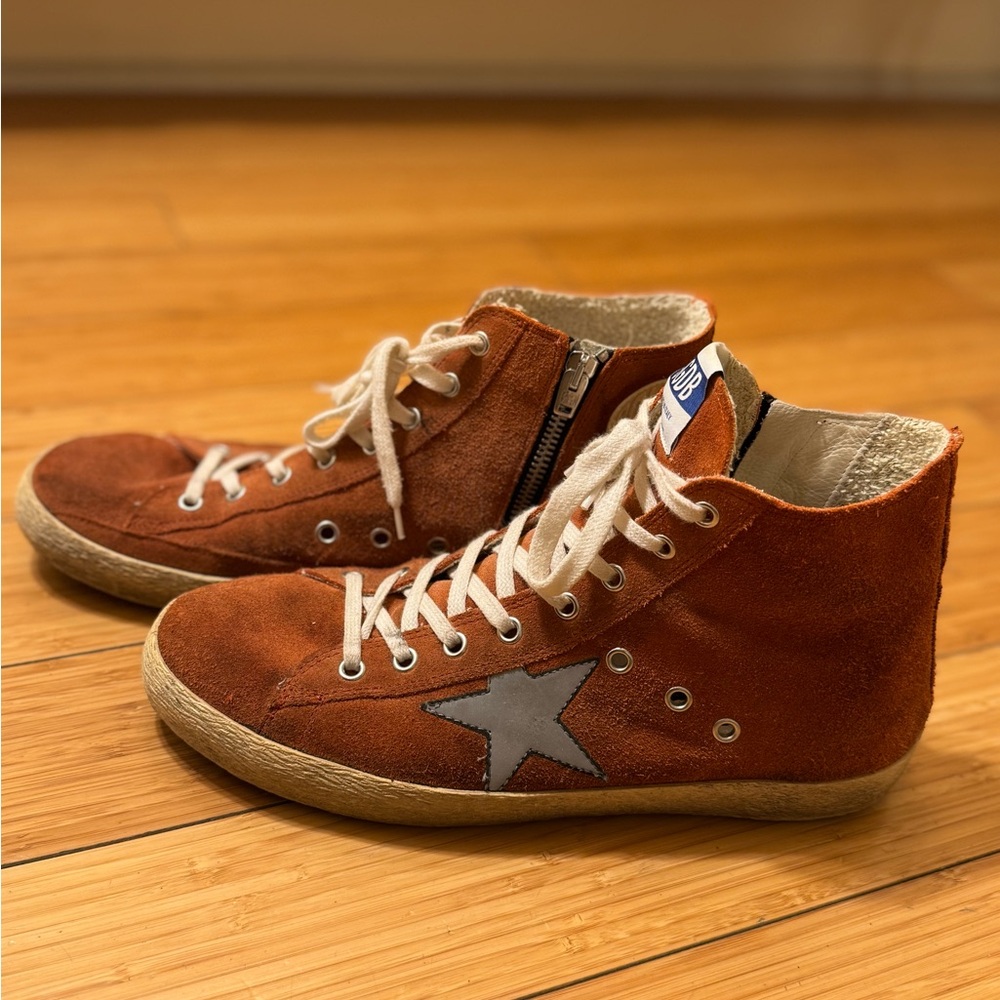 Golden Goose Orange High-Top Sneakers